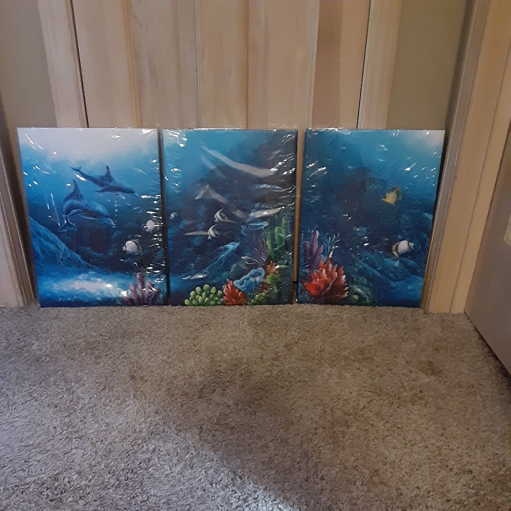 Tropical Ocean Scene 3-Piece Canvas Wall Art